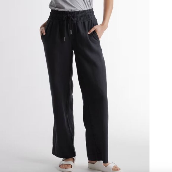 Quince Pants - 100% European Linen Wide Leg Pants in Black - Size L